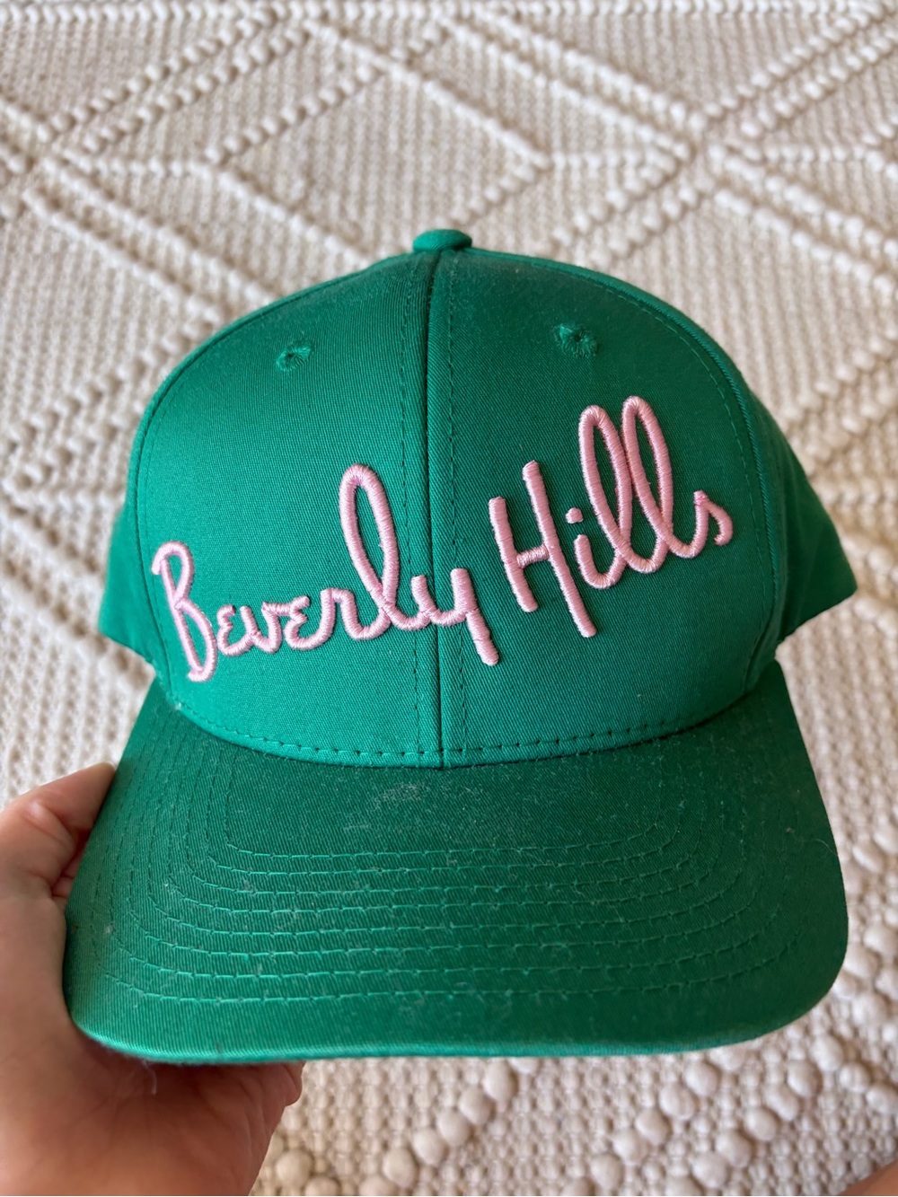 Los angeles Women  Green Cap with Pink Embroidery